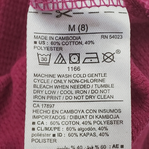 Old Navy Pink Thermal Long Sleeve Top Size M Kids - Picture 5 of 6